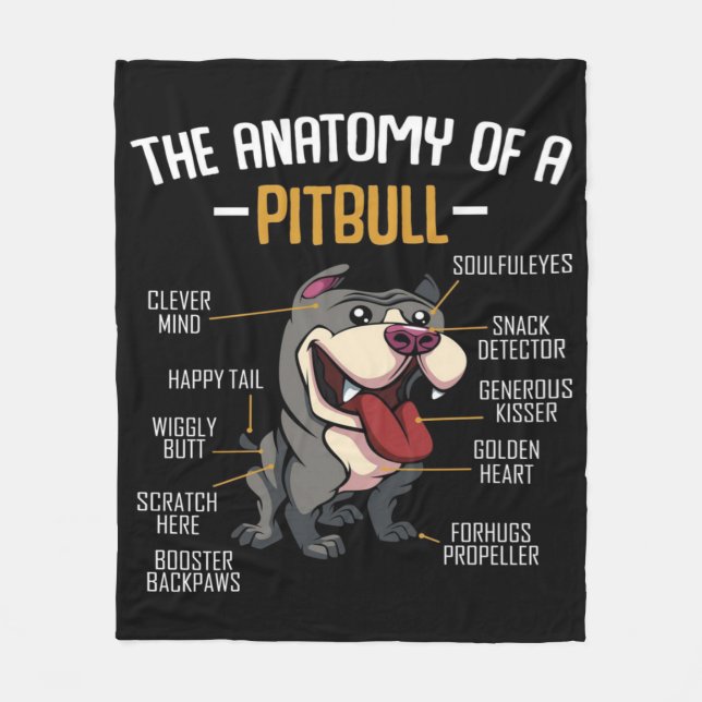 Couverture Polaire Anatomie D'Un Pitbull Cute (Devant)