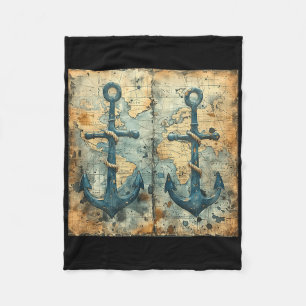 Couverture Polaire Ancienne Carte Marine de Pirate de Bateau à Voile