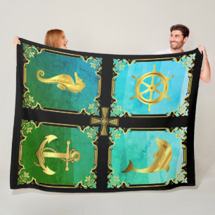 Couverture Polaire Ancrage nautique/voilier/hippocampe/dauphin+ f
