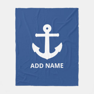 Couverture Polaire Ancre blanche Ajouter un nom Navy