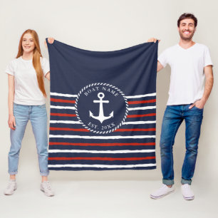 Couverture Polaire Ancre Bleu rouge blanc bleu marine