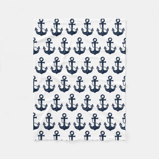 Couverture Polaire Ancre Bleue Marine Nautique (Devant)
