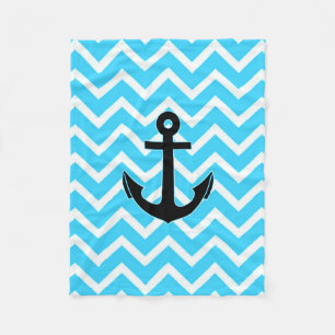 Couverture Polaire Ancre Chevron Bleu Aqua