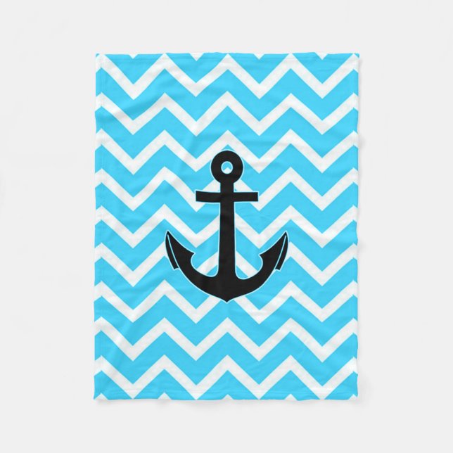 Couverture Polaire Ancre Chevron Bleu Aqua (Devant)