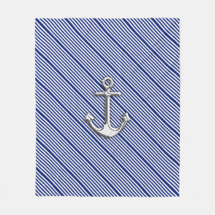 Couverture Polaire Ancre Chrome sur les bandes bleues de la marine Na