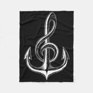 Couverture Polaire Ancre de bateau Clé de sol Naute Musicien 