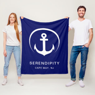 Couverture Polaire Ancre de bateau moderne bleu marine