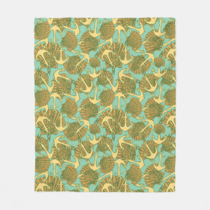 Couverture Polaire Ancre et coquilles dans le motif vintage de style