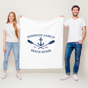 Couverture Polaire Ancre marine Oars Nom de famille et maison de plag