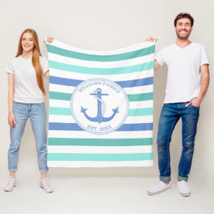 Couverture Polaire Ancre nautique Monogramme de la famille des bandes