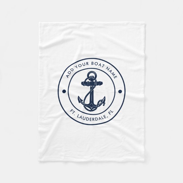 Couverture Polaire Ancre nautique Nom du bateau Marine Blue Boating S (Devant)