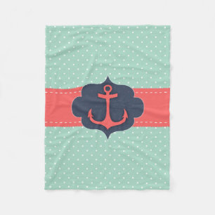 Couverture Polaire Ancre rose de corail verte en bon état de point de