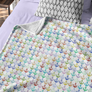 Couverture Polaire Ancres colorées estampillées tout blanc