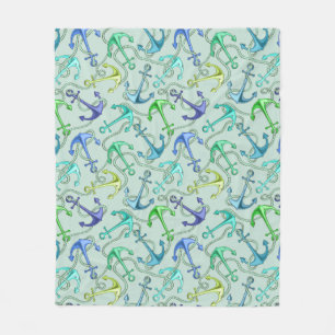 Couverture Polaire Ancres flottantes et motif de corde