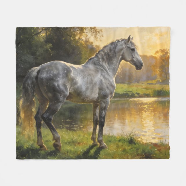 Couverture Polaire Andalusian Stallion by the Lake (Devant (Horizontal))