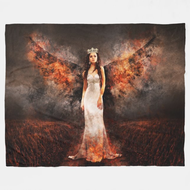 Couverture Polaire Ange des Ténèbres Personnalisable (Devant (Horizontal))
