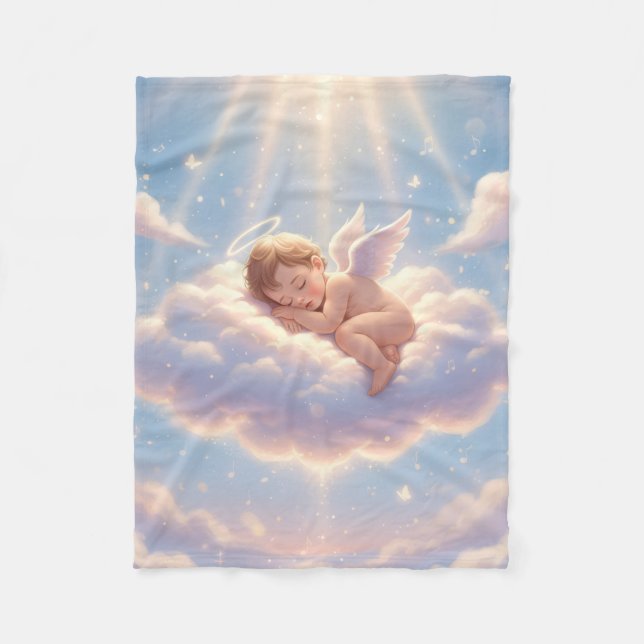 Couverture Polaire Ange sur un nuage - Douces rêves (Devant)