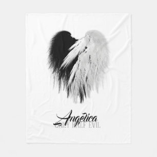 Couverture Polaire ANGEL AILES COEUR Noir+Blanc Seulement mi-mal Funn