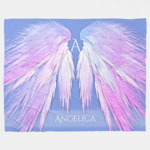 Couverture Polaire ANGEL AILES Monogramme Dreamy rose doux bleu