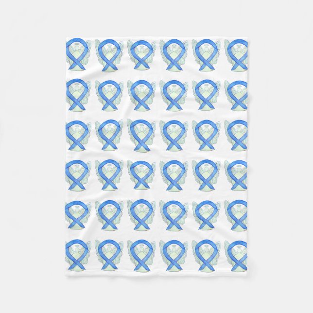 Couverture Polaire Angel Blue Awareness Ruban Custom Soft Blanches (Devant)