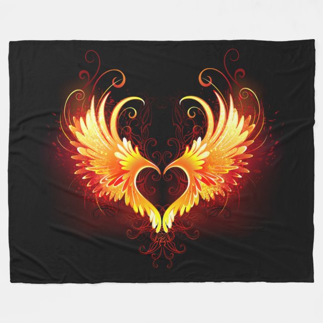 Couverture Polaire Angel Fire Heart with Wings (Devant (Horizontal))