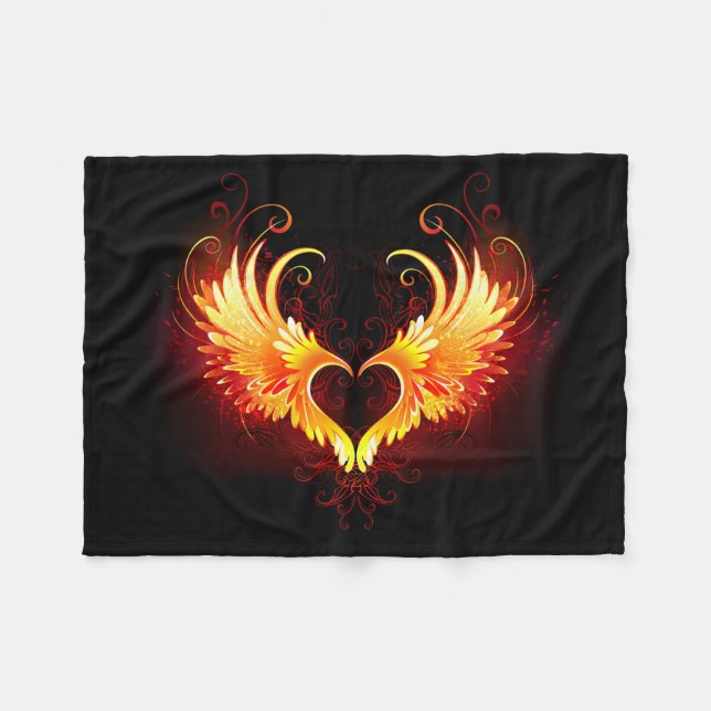 Couverture Polaire Angel Fire Heart with Wings (Devant (Horizontal))