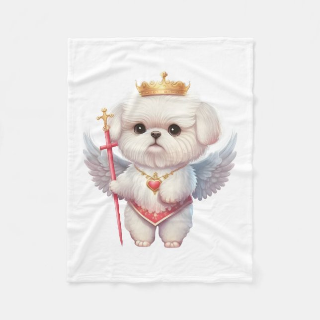 Couverture Polaire Angel Maltese Chiot, Maltes amoureux de les chiens (Devant)