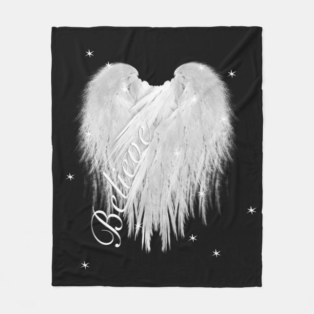 Couverture Polaire ANGEL WINGS 'Believe' Coeur Black Starry (Devant)