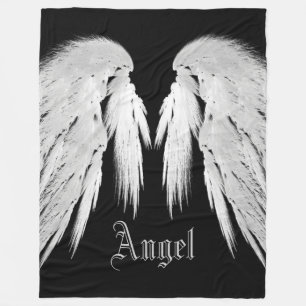 Couverture Polaire ANGEL WINGS Nom personnalisé Noir