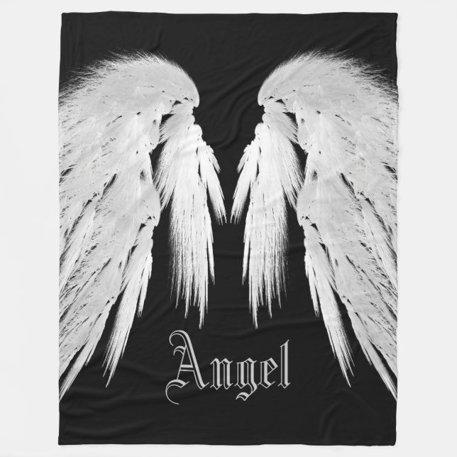 Couverture Polaire ANGEL WINGS Nom personnalisé Noir (Devant)