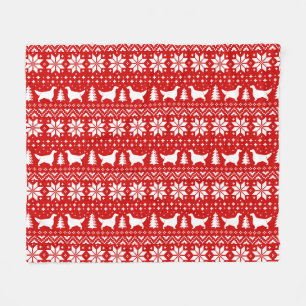 Couverture Polaire Anglais Setter Chien silhouettes Motif de Noël