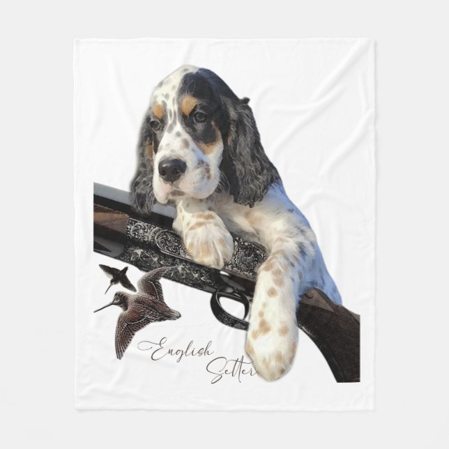 Couverture Polaire Anglais Setter, mignon chiot flacon de café Fourre (Devant)
