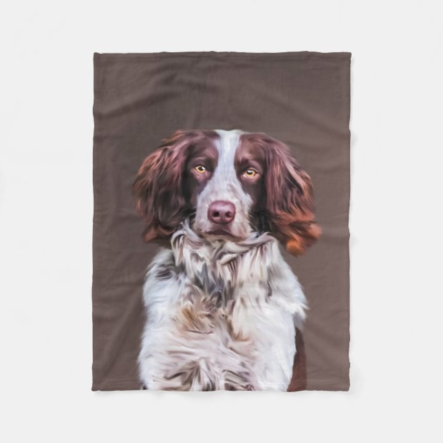 Couverture Polaire Anglais Springer Spaniel Chien Peinture Huile Port (Devant)