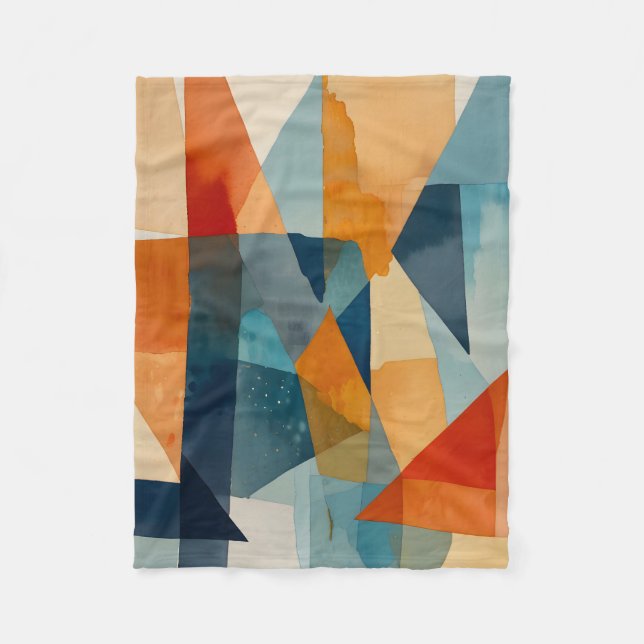 Couverture Polaire Angles Abstraits de bleu et d'orange (Devant)