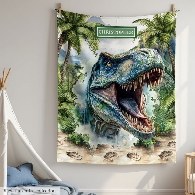Couverture Polaire Angry T-Rex Blanket Nom personnalisé pour les garç (Angry T-Rex Blanket Personalized Name for Boys)