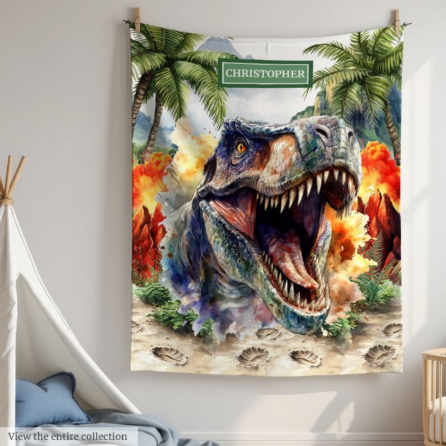 Couverture Polaire Angry Tyrannosaurus Dinosaur Blanket Personnalisé (Angry Tyrannosaurus Dinosaur Blanket Personalized Boys)
