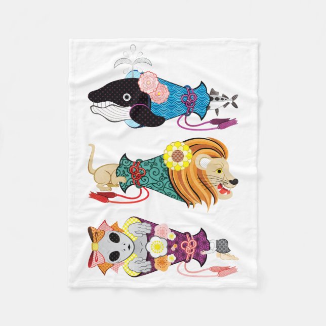 Couverture Polaire Animal megaphone ... fish, cat, girl (remake) (Devant)