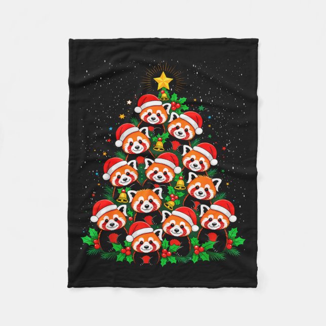 Couverture Polaire Animal Xmas Tree Santa Hat Red Panda Christmas  (Devant)