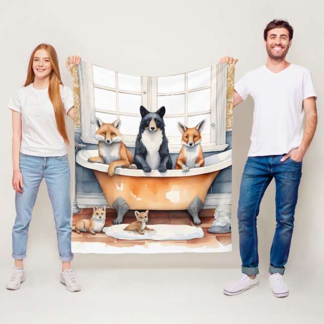 Couverture Polaire Animaux amusants dans le bain (En situation)