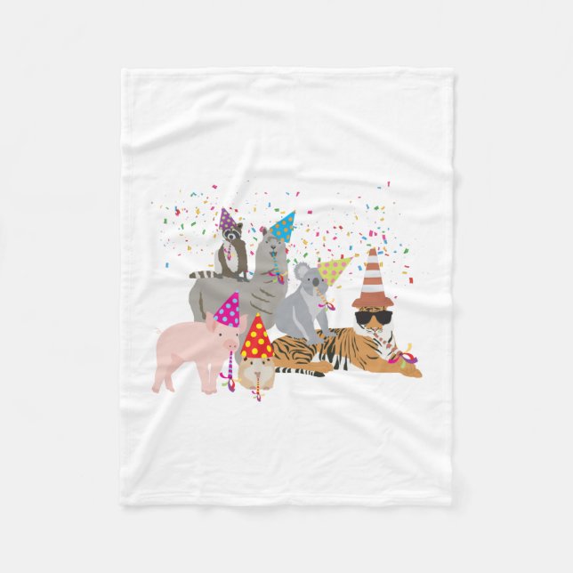 Couverture Polaire Animaux - Beaux animaux ayant une fête (Devant)