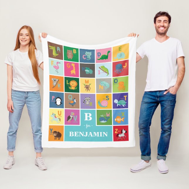 Couverture Polaire Animaux branchés Alphabet Kids Room Baby Nursery (En situation)