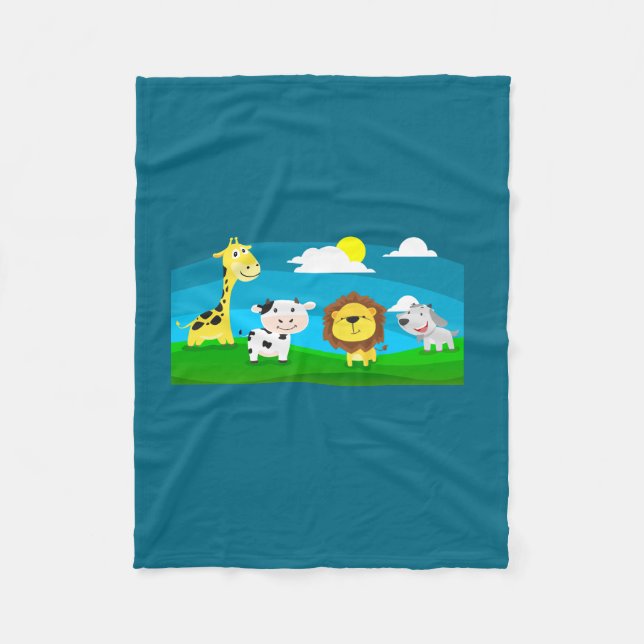 Couverture Polaire Animaux caricaturaux (Devant)