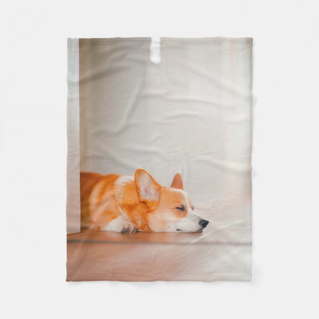 Couverture Polaire Animaux de bébés cutest | Corgi Sleeping (Devant)