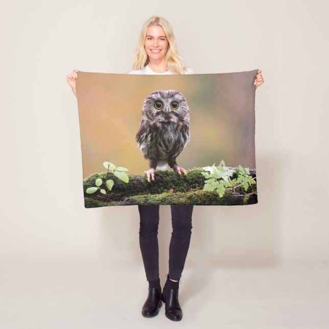 Couverture Polaire Animaux de bébés cutest | Un hibou-bébé (En situation)