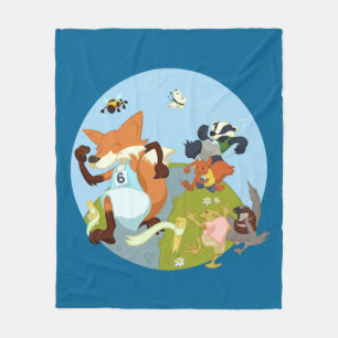 Couverture Polaire Animaux de bois amusant Courir Fox & Badger Cartoo