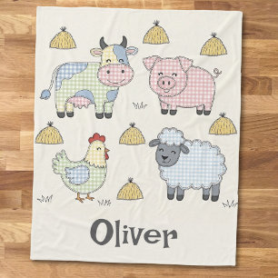 Couverture Polaire Animaux de ferme mignons en patchwork