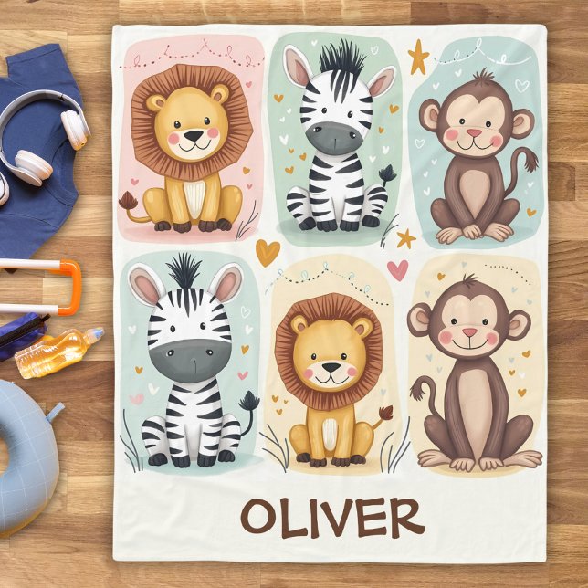 Couverture Polaire Animaux de safari fantaisistes (Créateur téléchargé)