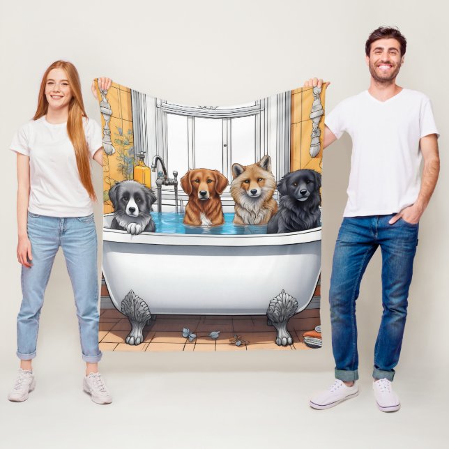 Couverture Polaire Animaux drôles dans le bain (En situation)