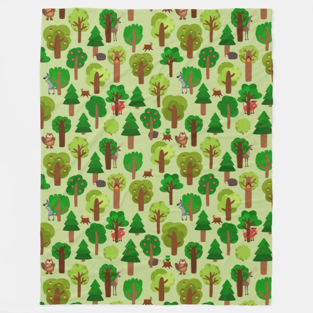Couverture Polaire Animaux forestiers adorables (Devant)