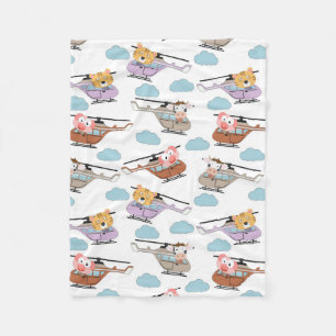 Couverture Polaire Animaux mignons En Motif Hélicoptère